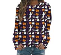 Generisch Stylish Printed Casual Crew Neck T Shirt for Women Men Comfortable Everyday Outfit Perfect with Jeans Sneakers Winter Fashion Soft Fabric Pullover Women Teens, Dark purple, 3XL