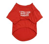 Generisch Stylish Pug Crew Neck T-Shirt for Pets, Soft Teddy Fabric Design, Comfortable Animal Clothing, Ideal Dogs, Cats, Fashion (Red, L)