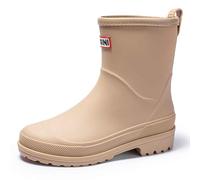 Generisch Stylish rain shoes for women, perfect for the rainy season, closed toe, comfortable flat sole, trendy and versatile, ideal for pairing with raincoats., khaki, 6 UK