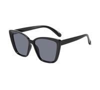 Generisch Stylish Sunglasses - Bold Design Large Square Frame, Trendy Cut Out Temples, UV Protection, Lightweight Fashion Glasses for Women, Travel, Holiday, Everyday Use, Black Frame Gray