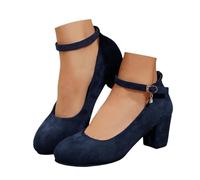 Generisch Stylish women's casual shoes with chunky heel, everyday combination jeans, slip-on design, comfortable fit, timeless elegance, versatile, darkblue, 8.5 UK