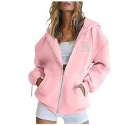Generisch Stylish women's hoodies and sweatshirts for leisure, long-sleeved pullover with hood, perfect for any season, comfortable fit for everyday use, easy care, Norway hoodie, pink, XXL