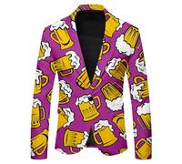 Generisch Suit Jacket Men's Oktoberfest Beer Mug Drukrn Blazer Outfit 80s Outfits Slim Fit Transition Jacket Tuxedo Party Wear Bad Taste Tailored Costumes Festive Leisure Jacket, O purple, XXXL