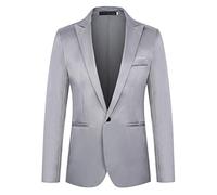 Generisch Suit Jacket Men's Regular Fit, Jacket Men's with Stand-Up Collar, Men's Suit with One Button Blazer with Chest Pocket, Leisure Jacket, Lightweight Outdoor Jacket, Plain Suit Coat, Non-Iron