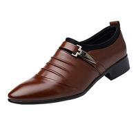 Generisch Suit Shoes Men's Comfortable Leather Shoes Men's Business Bisness Shoes Slip On Wedding Shoes Korean Version Low Shoes Lightweight Non-Slip Work Shoes for Everyday and Casual, brown, 9.5 UK