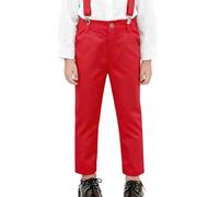 Generisch Suit Trousers for Boys Formal School Events Comfortable Flat Front Adjustable Waistband Durable Twill Classic Fit Elegant Clothing, red, 120/M