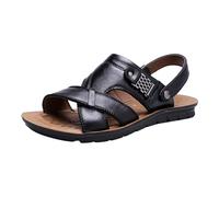 Generisch Summer 2026 Trend Breathable Men's Sandals for Leisure Beach Walks Everyday - Lightweight Comfortable Flat Summer Shoes Ideal for Spring to Without Buckles or Gear Barriers, black, 13.5 UK