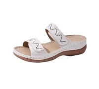 Generisch Summer 2026 Trend Elegant Women's Slippers with Rhinestone Trim - Versatile Slippers with Mid Heel Ideal for Everyday Looks Summer Outfits Casual Style, beige, 5 UK