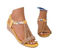Generisch Summer Boho Beach Sandals with Elastic Strap Toe Loop - Platform Balcony with Comfortable Padding for Leisure Holiday Beach Festival