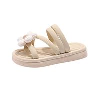 Generisch Summer Girls Slippers with 3D Flowers Decor for Outdoor Activities Beach Leisure Comfortable Open Toe Sandals Lightweight Summer Shoes, yellow, 1/1.5 UK