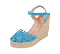 Generisch Summer Lace Up Platform Sandals Boho Casual Shoes, blue, 7 UK