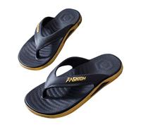 Generisch Summer Men's Flip Flops Flat Base Lightweight Non-Slip Mules Colour Gradient Beach Shoes Fashionable Summer Shoes Comfort Fit Toe Tranner Bathing Shoes Leisure Sandals, gold, 9 UK