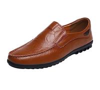 Generisch Summer Moccasins Lightweight Men's Leather Shoes Without Laces, Casual Shoes, Plain Slip-On Shoes, Non-Slip Low Shoes, Breathable Outdoor Shoes, Soft Soles, Walking Shoes, Bw1, 7 UK