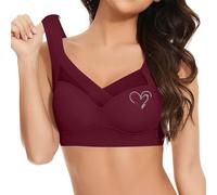 Generisch Summer Outfit, Women's Large Lace Underwear for Women without Steel Rings, Thin Side Accessory, Tight Fitting Adjustable Bra, Summer Outfit Women, Wine Red, 5XL