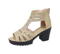 Generisch Summer Platform Sandals with Open Toe Heel Comfortable Thick Wedge Heel for Women Ideal for Holiday Beach Leisure Dates, gold, 8 UK
