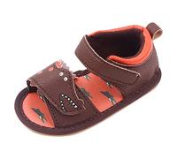 Generisch Summer Sandals for Toddlers Boys Girls with Breathable Open Toe Design Comfortable Hook Loop in Cute Animal Pattern, brown, 4 UK Child