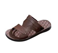 Generisch Summer Shoes Men's Open Beach Shoes with Slingback Mules PU Leather Slippers Lightweight Sandals Non-Slip Sandals Abrasion-Resistant Outdoor Sandals Casual Hiking Bathing Slippers, brown, 10