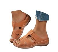 Generisch Summer Slip-on Sandals with Embroidered Breakthrough Design Casual Beach Slippers with Wedge Heel Elegant Women's Casual Shoes for Holiday Everyday