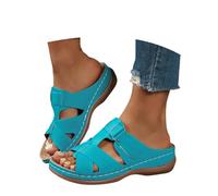 Generisch Summer Slip-on Sandals with Embroidered Breakthrough Design Casual Beach Slippers with Wedge Heel Elegant Women's Casual Shoes for Holiday Everyday