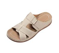 Generisch Summer Slip-on Sandals with Embroidered Breakthrough Design Casual Beach Slippers with Wedge Heel Elegant Women's Casual Shoes for Holiday Everyday