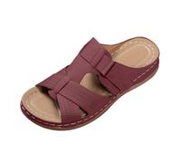 Generisch Summer Slip-on Sandals with Embroidered Breakthrough Design Casual Beach Slippers with Wedge Heel Elegant Women's Casual Shoes for Holiday Everyday