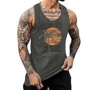 Generisch Summer Top for Men 3D Digital Printing Loose Relaxed Mens Tank Top Tank Top Tank Top Men Rocky Black, gray, S