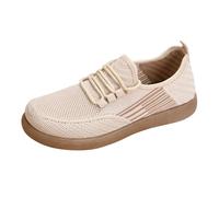 Generisch Summer trainers, women's slip-on barefoot shoes, flat sole, casual shoes, ultralight mesh, breathable walking shoes, sporty sports shoes, fitness shoes, running shoes, beige, 8.5 UK