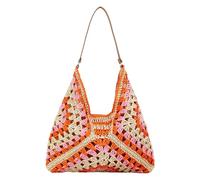 Generisch Summer Woven Bag, 13.39 Inch Beach Bag for Women, Stylish Paper Rope Bag for Holiday, Lightweight Single Strap Handbag for Summer Travel and Daily Use, orange, Siehe Beschreibung