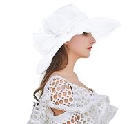 Generisch Sun Hat for Spring Summer Mesh Sun Protection Hat Flower Temperament Wedding Dress Hat Sun Dome Large Brim Hat Fashion Hat for Women Sun Hat Size Adjustable, White, One Size
