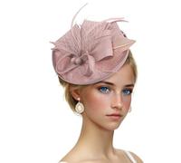 Generisch Sun Hat Women's Short Hair Fascinator Hats for Women, Vintage Tea Party Clothing, Outfit, Headband, Church Hat for Women, Sun Hat with Ribbon Child, pink, One Size