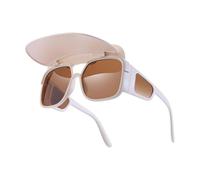 Generisch Sun Visor Glasses - 2-in-1 Sun Visor Sunglasses, Polarised UV400 Cycling Glasses, Lightweight Frame, Comfortable Running Glasses for Men and Women for Outdoor Sports, C5 Rice White Whole Tea