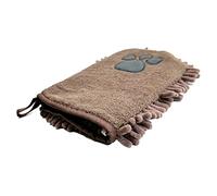 Generisch Super Absorbent Dog Towel - Paw Pattern Design | 40 Inch Large Microfibre Drying Towel with Matching Mitts | Soft Pet Grooming Towels for Puppies Dogs Home Beach Outdoor Pack of 2 Grey