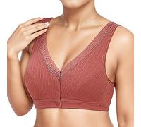Generisch Super Push Push-Up Bras for Women Wireless Beauty Back High Support Front Closure Charm Bras Front Snaps Bra Without, orange, 10