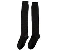 Generisch Support Tights Women's Winter Thickening Warm Medium Length Overknee Socks Keep Warm Socks High on the Knee Lightweight Cotton Socks Tartan Stockings, black, One Size
