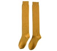 Generisch Support Tights Women's Winter Thickening Warm Medium Length Overknee Socks Keep Warm Socks High on the Knee Lightweight Cotton Socks Tartan Stockings, yellow, One Size
