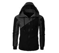 Generisch Sweat Jacket Casual Men's Zip Hoodie Large Pullover Jacket Splices First Try Then Numbers, black, L
