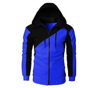 Generisch Sweat Jacket Casual Men's Zip Hoodie Large Pullover Jacket Splices First Try Then Numbers, blue, L