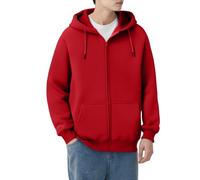 Generisch Sweat Jacket for Men and Women - Oversized Hooded Jacket with Zip - Unisex Zip Hoodie - Soft Inside - Sweatshirt Jacket with Hood - Men's Premium Core Hooded Zip Sweater, red, 4XL