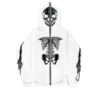 Generisch Sweat Jacket Glow in the Dark Hoodie with Costume for Men Hoodie Men's Action, White, XXL