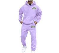 Generisch Sweat Jacket Men Without Autumn and Winter Fashion for Men and Women Casual Letter Print Long Sleeve Sports Hoodie Set Shirt Sweatshirt Men, Light purple, L