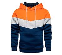 Generisch Sweat Jacket Men's Hoodies Sweatshirts Casual Colour Block Jumper Jacket Streetwear for Winter Relaxed Fit Sportswear Black Jumper, orange, S