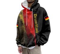Generisch Sweat Jacket Men's Hoodies & Sweatshirts Pullover in German Style with 3D Print Comfortable Casual Streetwear Hooded Sweatshirt for Spring Winter An Hoodie, black, 3XL