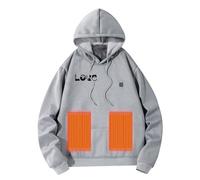Generisch Sweat Jacket Women's Men's Hoodie Winter Heated Pullover with Hood Unisex Hoody Heated Hoodie with 5 Heating Outdoor Heating Jacket Heating Vest Warming Sweatshirt Sweaters Men, gray, L