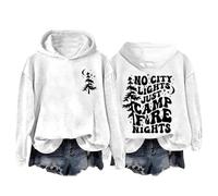 Generisch Sweat Jacket Women's Without No, Only Camp Fire Nights Hoodie Camp Lovers Sweatshirt No, Only Camp Fire Nights Sweatshirt with Slanted Zip Women, White, L