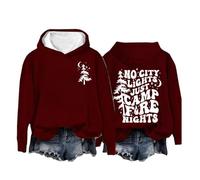Generisch Sweat Jacket Women's Without No, Only Camp Fire Nights Hoodie Camp Lovers Sweatshirt No, Only Camp Fire Nights Sweatshirt with Slanted Zip Women, Wine Red, XL