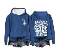 Generisch Sweat Jacket Women's Without No, Only Camp Fire Nights Hoodie Camp Lovers Sweatshirt No, Only Camp Fire Nights Sweatshirt with Slanted Zip Women, blue, L