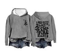 Generisch Sweat Jacket Women's Without No, Only Camp Fire Nights Hoodie Camp Lovers Sweatshirt No, Only Camp Fire Nights Sweatshirt with Slanted Zip Women, Light grey, S