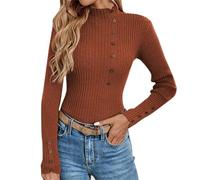 Generisch Sweater Women's Knitted Long Sleeve Pullover Women's Elegant Tight Jumper with Buttons Knitted Jumper Slim Fit Winter Jumper Warm Knitted Jumper Plain Long Sleeve Shirt Thin Women's Jumper