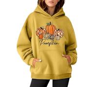 Generisch Sweater Women's Oversized Women's Halloween Sweatshirt with Pumpkin Print Long Sleeve Casual Pocket Jumper Leopard Print Women, yellow, M