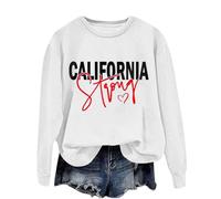 Generisch Sweatshirt for Women Crew Neck Printed Pullover Tops Matching Long Sleeve Workout Shirts Loose Blouse Beautiful Ladies Pullover, White, XL